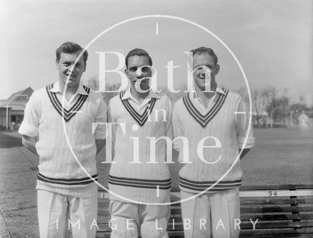 Three unidentified Bath Cricket players c.1963