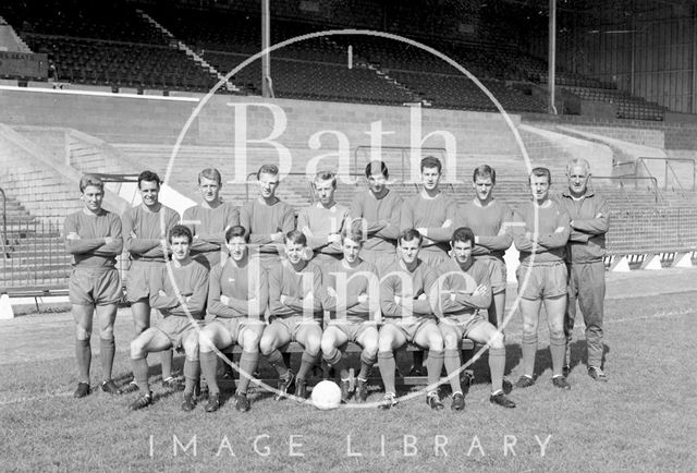 An unidentified football team local to Bath at Ashton Gate, Bristol c.1963