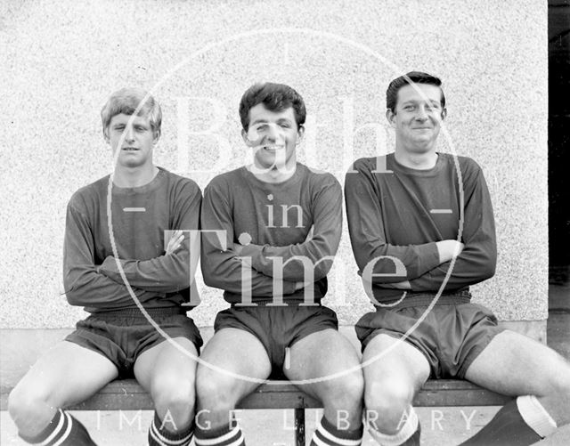 Three players for an unidentified football team local to Bath c.1963