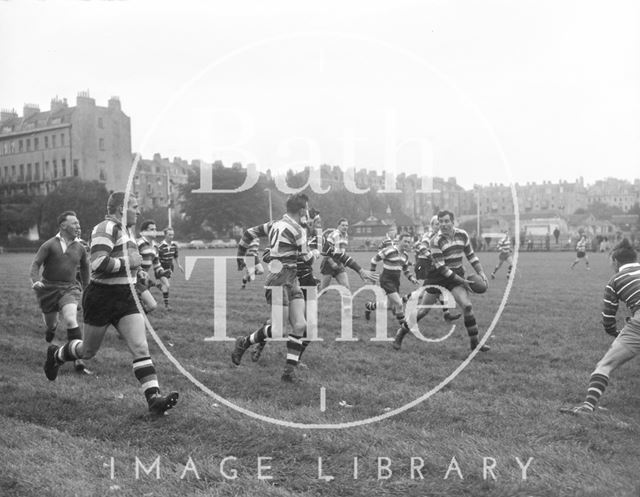 Bath Rugby vs. an unidentified team at the Recreation Ground c.1962