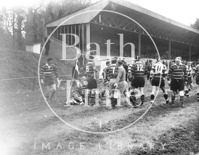 Bath Rugby vs. an unidentified team at the Recreation Ground c.1962