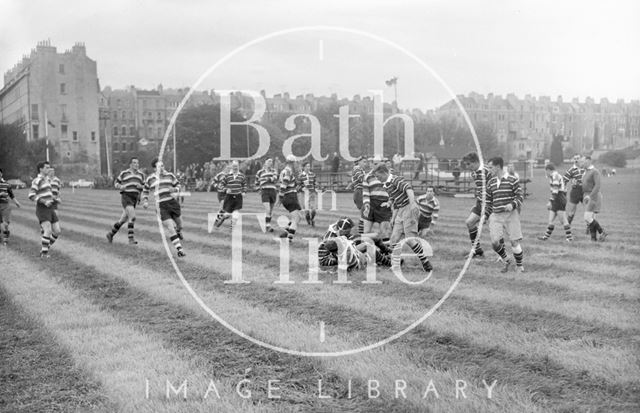 Bath Rugby vs. an unidentified team at the Recreation Ground c.1962