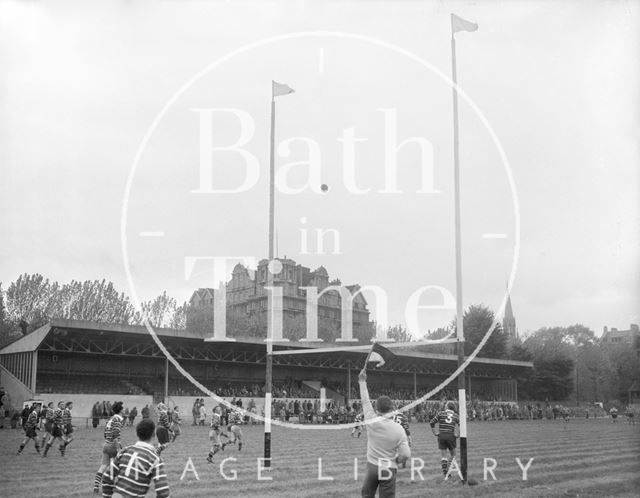 Bath Rugby vs. an unidentified team at the Recreation Ground c.1962