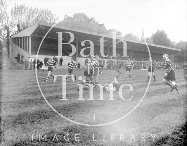 Bath Rugby vs. an unidentified team at the Recreation Ground c.1962