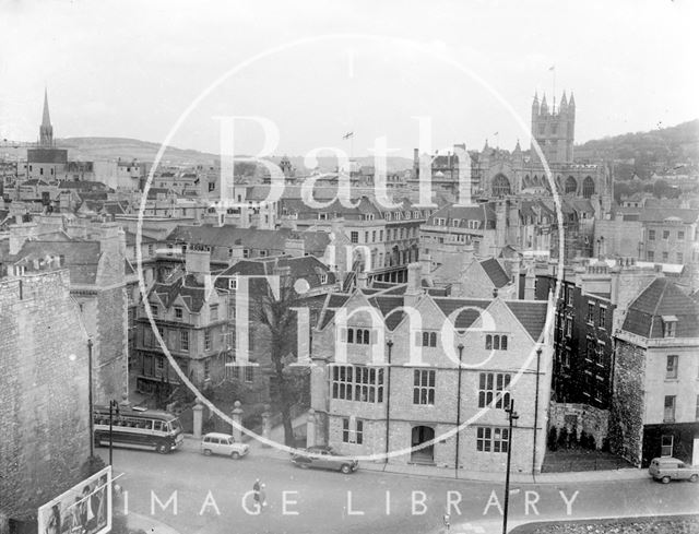 View of Abbey Church House from the roof of Bath College, Bath c.1963