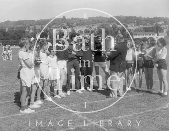 Presentation of the Challenge Shield for the Inter Schools Sports Competition, Bath c.1963