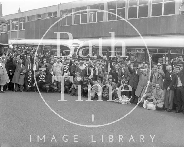 Fans about to travel to Bolton following Bath City football club 1964