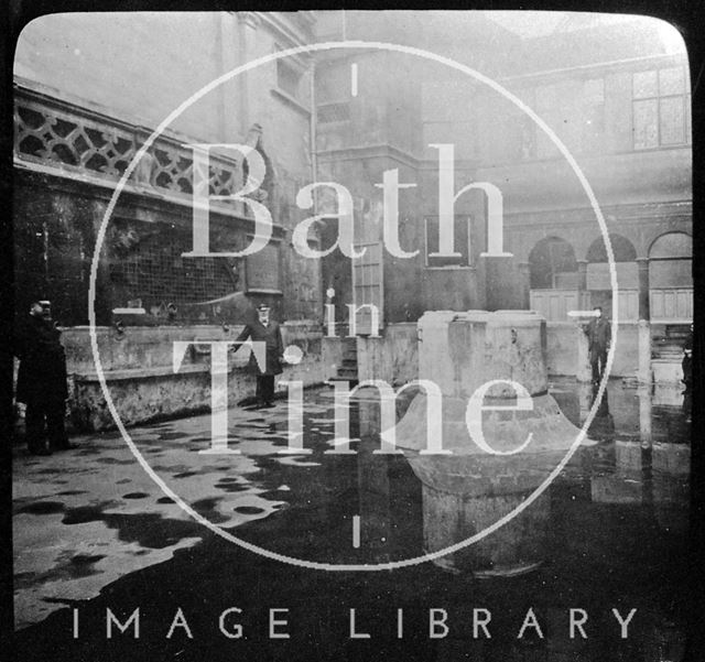 The King's Bath drained for maintenance, Bath c.1910