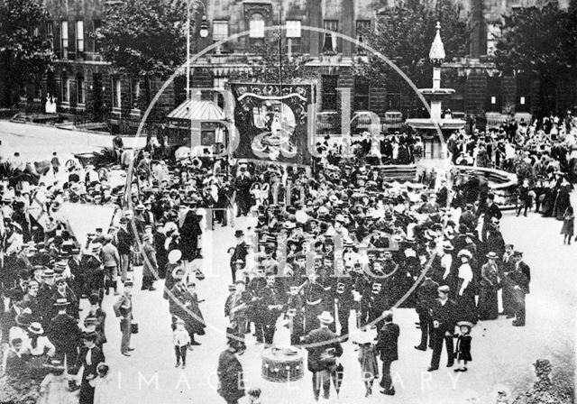 A mass gathering at Laura Place, Bath c.1900