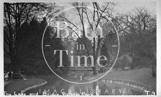 The lake and bridge, Royal Victoria Park, Bath c.1920