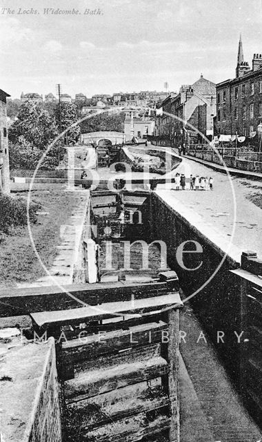 The locks on the Kennet and Avon Canal, Widcombe, Bath c.1900