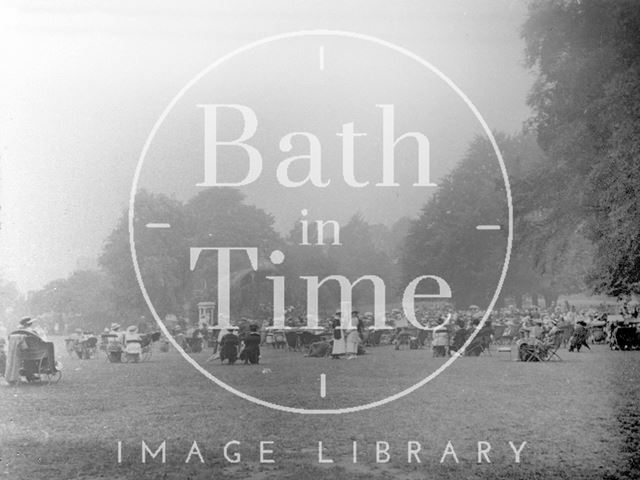 A gathering in front of the bandstand, Royal Victoria Park, Bath c.1910