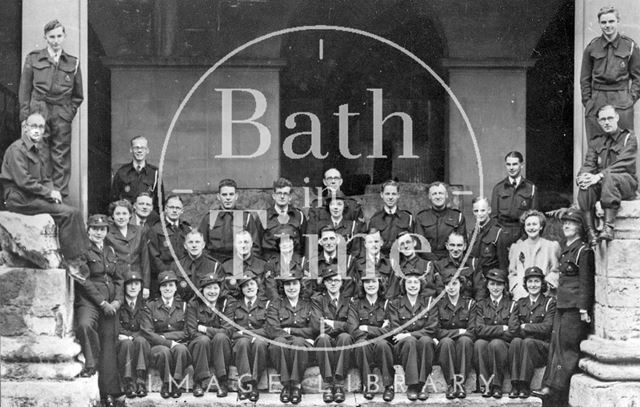 A military unit, possibly the Home Guard at the Roman Baths, Bath c.1940