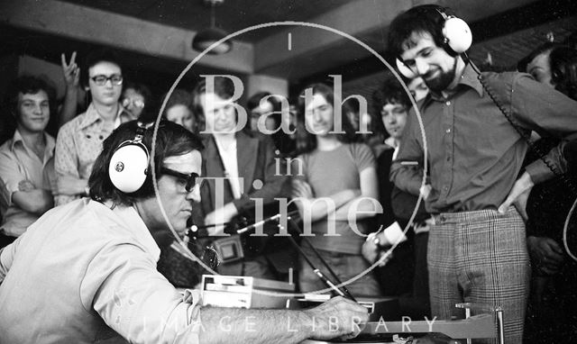 Legendary Disc Jockey Alan Fluff Freeman visits the University of Bath 1974