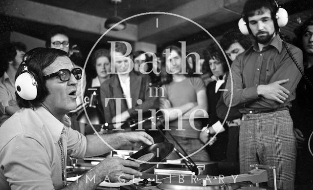 Legendary Disc Jockey Alan Fluff Freeman visits the University of Bath 1974