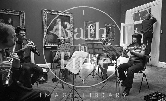 Rehearsals for the Bath Festival Wind Quintet at the Holburne Museum 1971