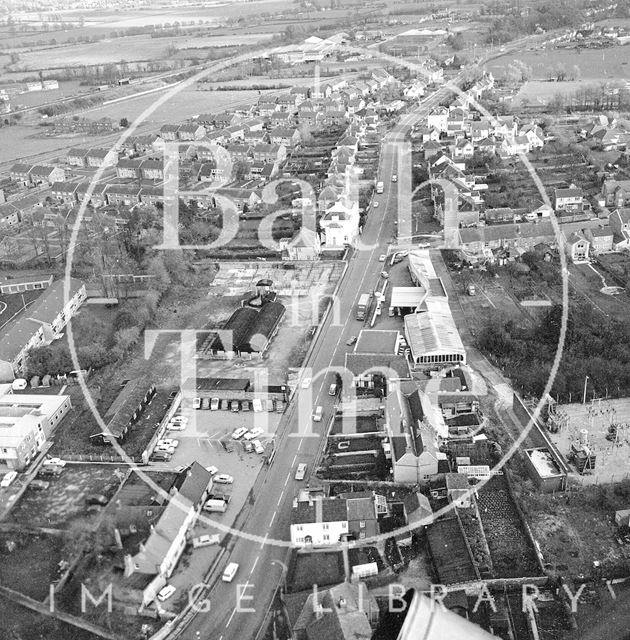 Aerial view from a helicopter of Keynsham, Somerset 1970