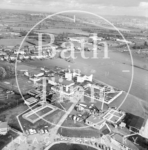 Aerial view from a helicopter of Keynsham, Somerset 1970