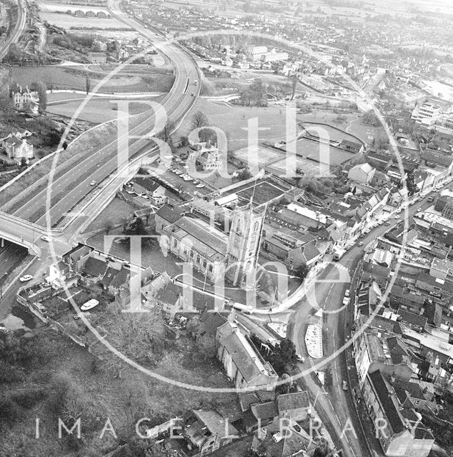 Aerial view from a helicopter of Keynsham, Somerset 1970