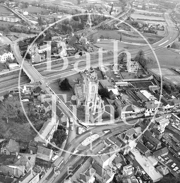 Aerial view from a helicopter of Keynsham, Somerset 1970