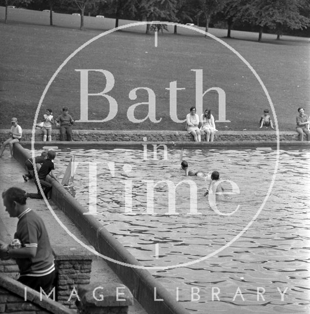 Children playing in the paddling pool in Royal Victoria Park, Bath 1971