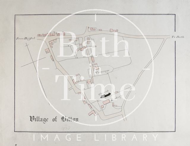 Map of village of Bitton, Gloucestershire 1830