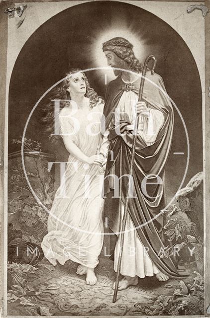 Lithograph of Christ and damsel c.1850