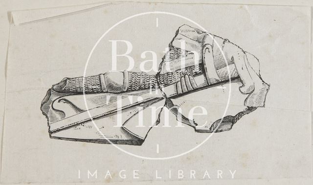 Fragments of stone found in the churchyard St. Mary's Church, Bitton, Gloucestershire (pen and wash sketch) c.1845