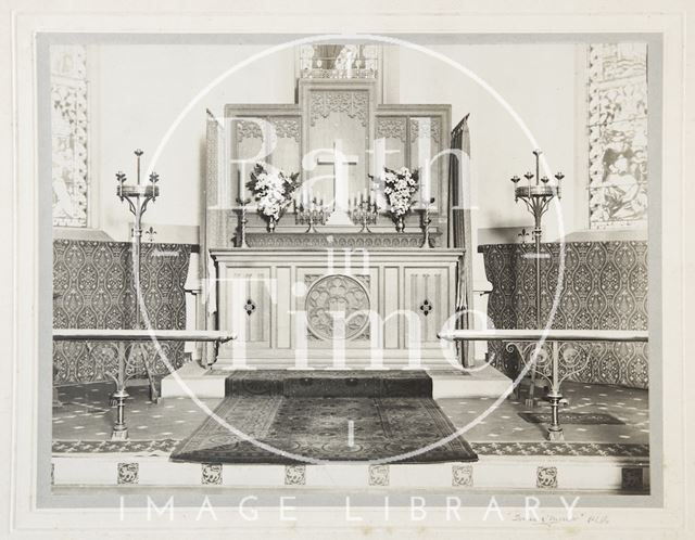 Photo of altar at St. Anne's Church, Oldland, Gloucestershire c.1916