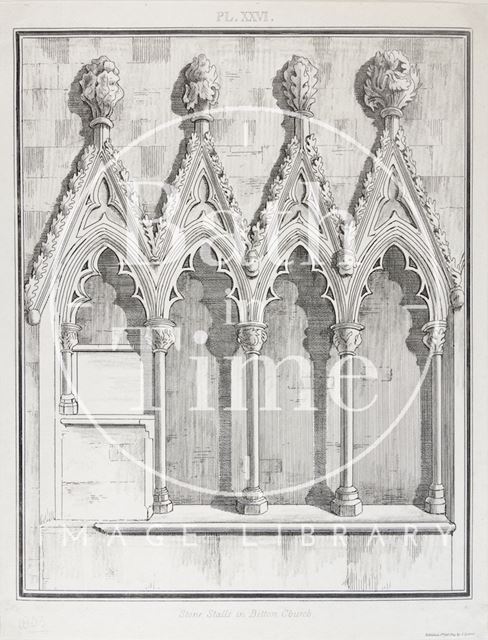 Stalls (cidillia) in Bitton Church, Gloucestershire 1803