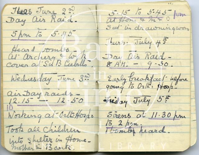 Pages from a Bath Firewatcher's Diary during WWII 1940-1941