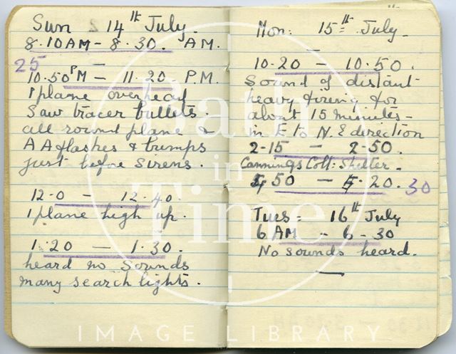 Pages from a Bath Firewatcher's Diary during WWII 1940-1941