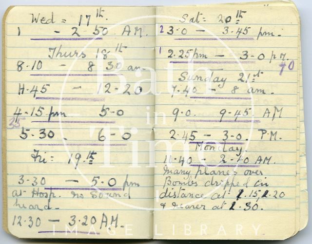 Pages from a Bath Firewatcher's Diary during WWII 1940-1941