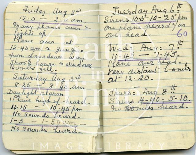 Pages from a Bath Firewatcher's Diary during WWII 1940-1941