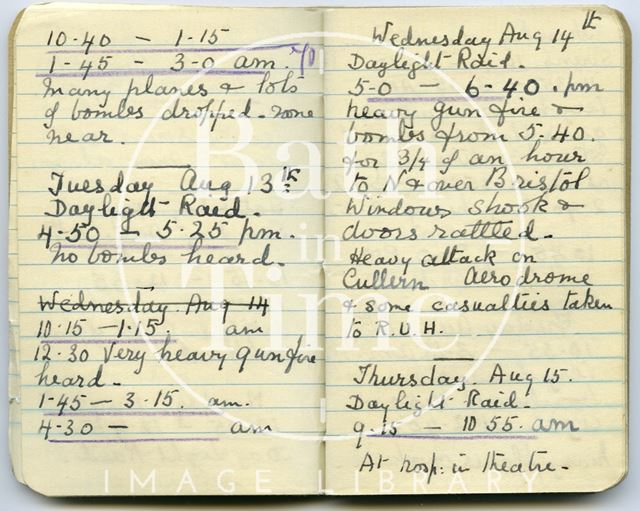 Pages from a Bath Firewatcher's Diary during WWII 1940-1941