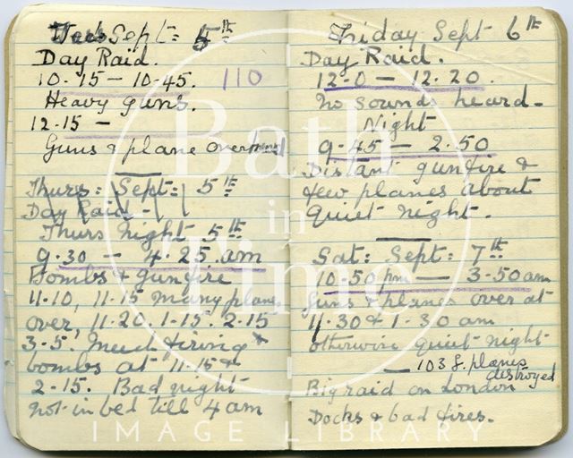 Pages from a Bath Firewatcher's Diary during WWII 1940-1941