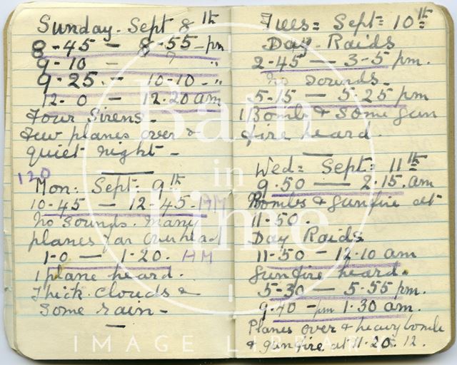 Pages from a Bath Firewatcher's Diary during WWII 1940-1941