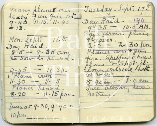 Pages from a Bath Firewatcher's Diary during WWII 1940-1941