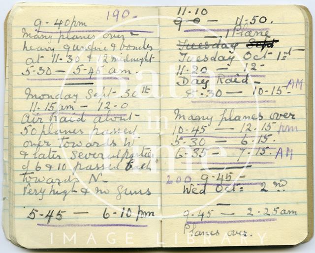 Pages from a Bath Firewatcher's Diary during WWII 1940-1941