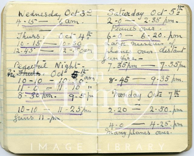 Pages from a Bath Firewatcher's Diary during WWII 1940-1941