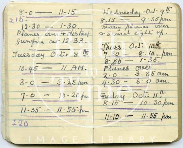 Pages from a Bath Firewatcher's Diary during WWII 1940-1941