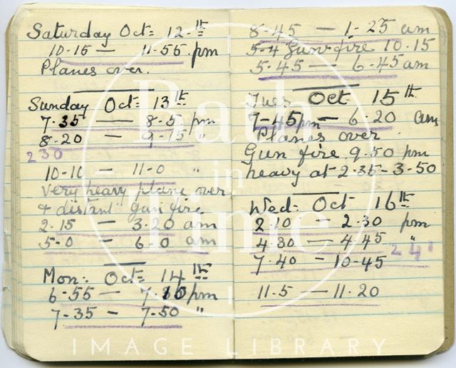 Pages from a Bath Firewatcher's Diary during WWII 1940-1941