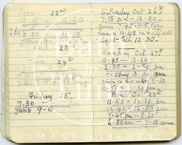 Pages from a Bath Firewatcher's Diary during WWII 1940-1941