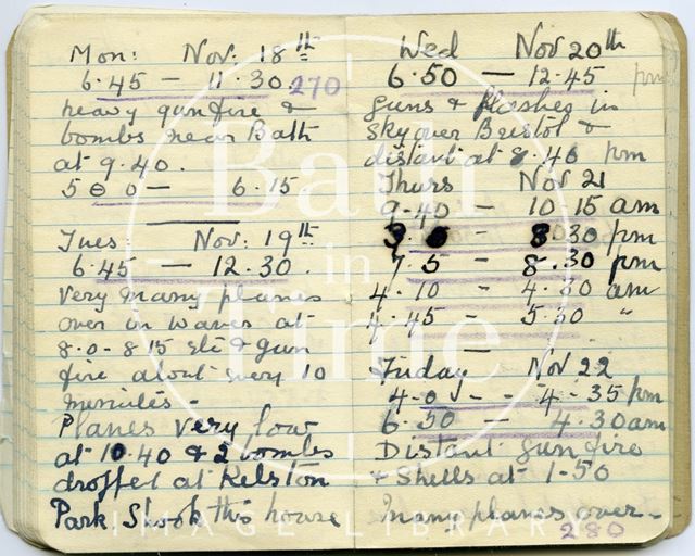 Pages from a Bath Firewatcher's Diary during WWII 1940-1941