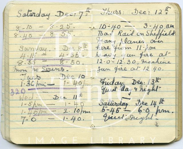 Pages from a Bath Firewatcher's Diary during WWII 1940-1941