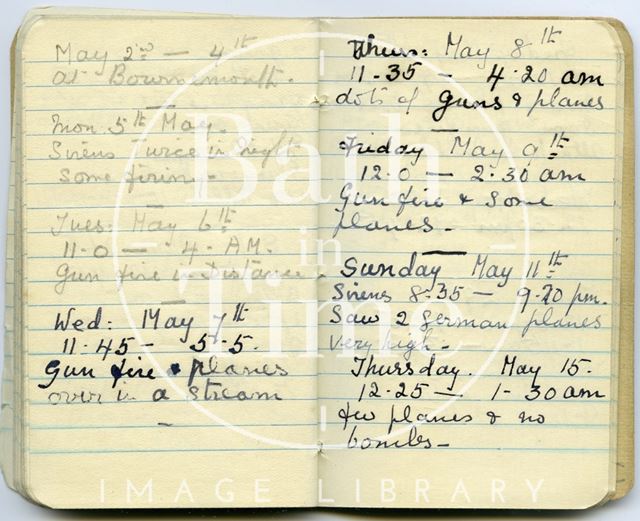 Pages from a Bath Firewatcher's Diary during WWII 1940-1941