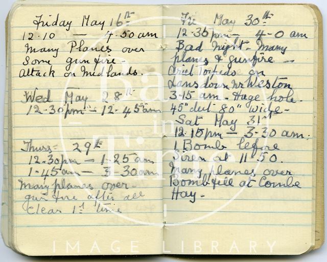 Pages from a Bath Firewatcher's Diary during WWII 1940-1941