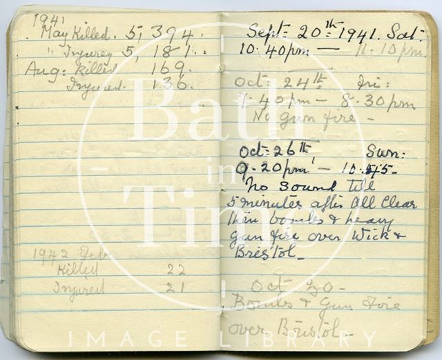 Pages from a Bath Firewatcher's Diary during WWII 1940-1941