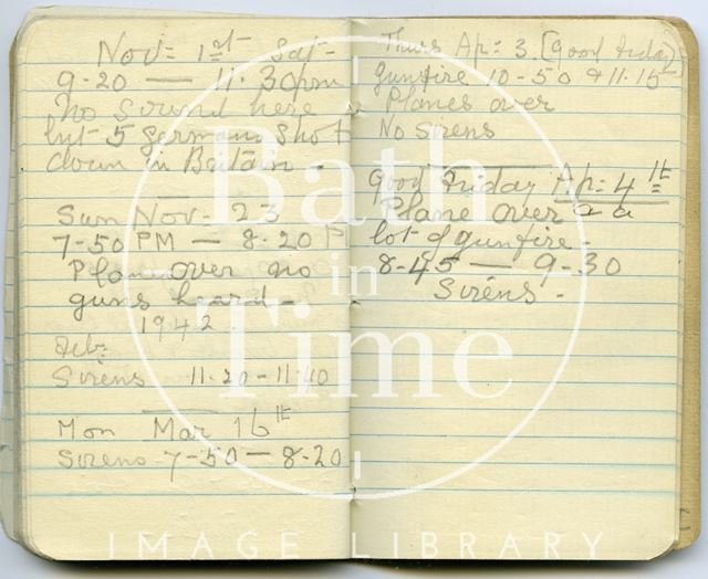 Pages from a Bath Firewatcher's Diary during WWII 1940-1941