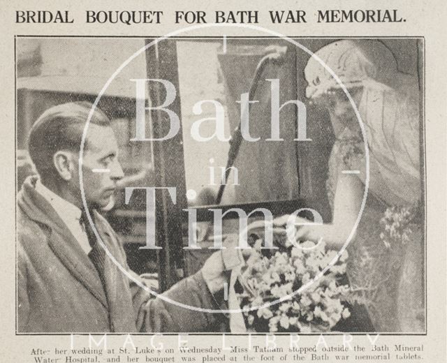 Bridal Bouquet for War Memorial, Union Street, Bath 1923